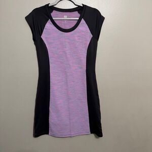 Title Nine Gidget 2.0 striped colorblock athletic dress in grey and purple small